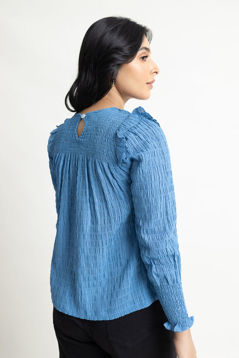 The Blue Smocked Top